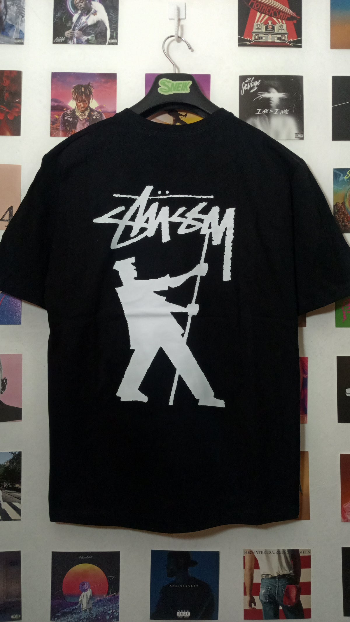 Stussy Stock Logo Flag Tee - Negra