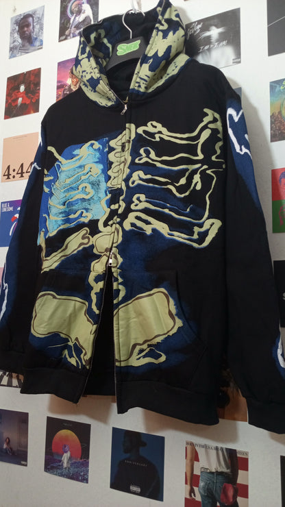 Cactus Jack Travis Scott Skeleton Zip Hoodie - Negro