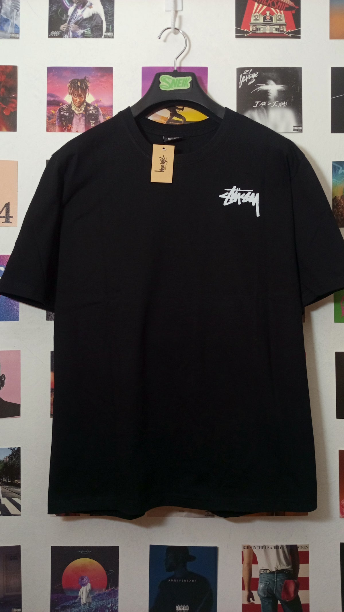 Stussy Stock Logo Flag Tee - Negra