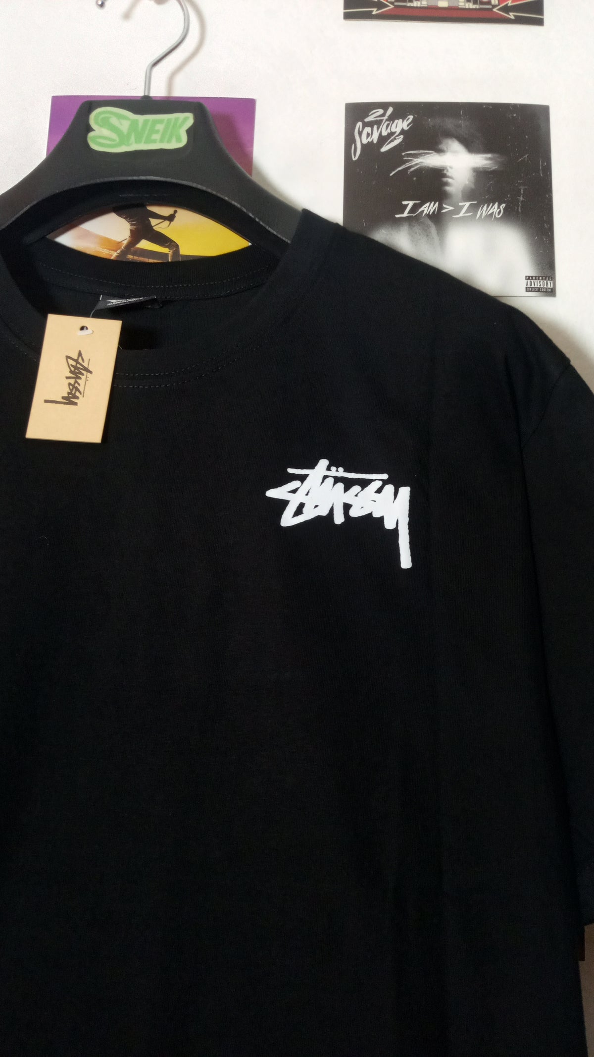 Stussy Stock Logo Flag Tee - Negra