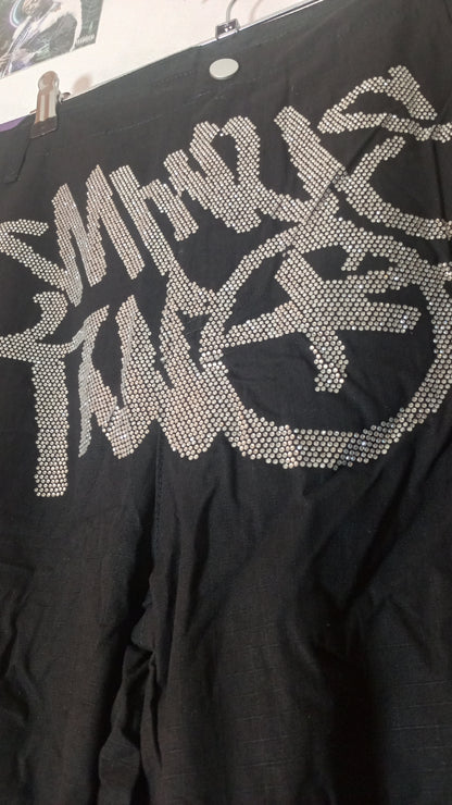 Minus Two Rhinestone Cargo Pants - Negro