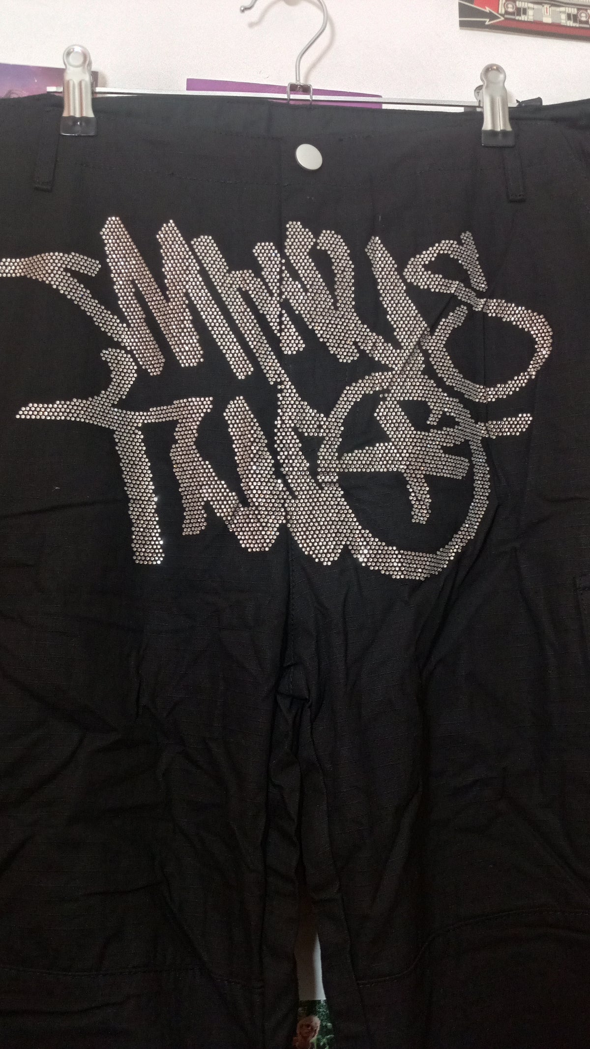 Minus Two Rhinestone Cargo Pants - Negro