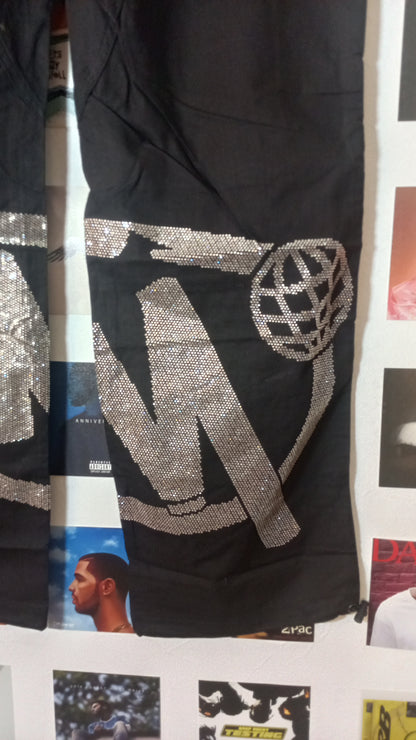 Minus Two Rhinestone Cargo Pants - Negro