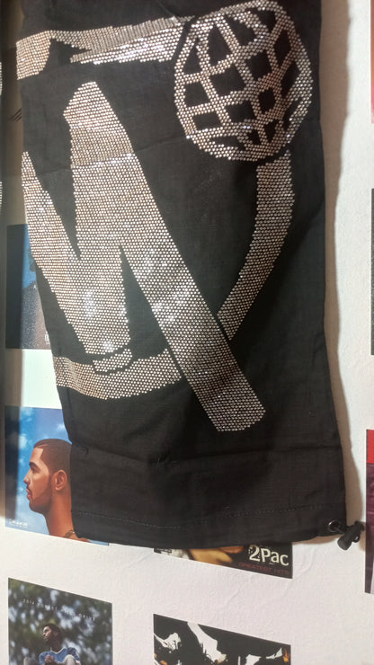 Minus Two Rhinestone Cargo Pants - Negro